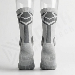 Gray Crew Socks Breathable Polyester Spandex Running <b>Athletic</b> <b>Support</b> Summer Adults Regular Fit Knitted Solid Color - Product Image 2