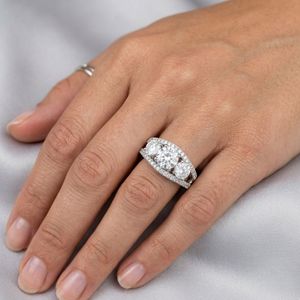 Bague unisexe Gemvanity SR1454 plaquée or 14 carats, luxe chrétien classique, sertissage en canal, moissanite taille brillant pour femme - Product Image 5