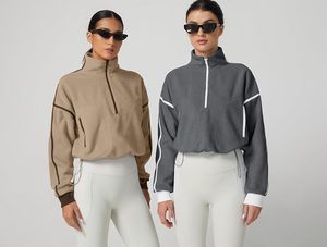 Sudadera de Mujer Ecológica con Bloques de Color, de Felpa Sherpa, con Cierre de Cremallera de un Cuarto, Manga Larga, Cálida para Otoño, con Bolsillo Delantero - Product Image 5