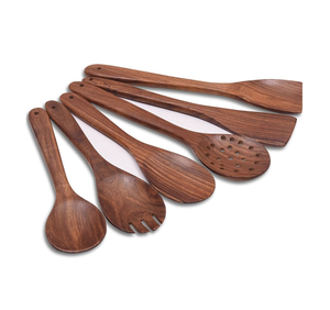 Cuillères de cuisine en bois durables, lavables au lave-vaisselle, dernières nouveautés, ensemble de 6 pièces, style indien classique et élégant - Product Image 1