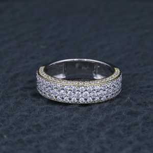 Anillo de Eternidad de Moissanita con Corte Brillante Redondo, Engaste de Garras, Bañado en Rodio, Joyería Apilable para Boda para Mujer - Product Image 4