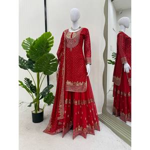 Ensemble de costumes de soirée pour femmes de designer avec fil et séquence de travail Vêtement de soirée élégant - Product Image 2