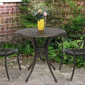Tavolo Circolare in Alluminio Pressofuso con Piano Diamantato 78*78*75cm, Elegante Tavolo da Esterno in Bronzo per un'Esperienza di Giardino di Prima Classe - Product Image 3