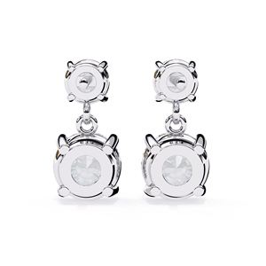 Boucles d'oreilles clous en moissanite ronde de 7 mm, 2,5 carats au total, en or massif 18 carats avec accents latéraux, alternative brillante au diamant - Product Image 6