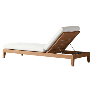 Chaise longue d'extérieur haut de gamme en teck massif, dossier réglable confortable, pour parc, bord de piscine, mobilier d'hôtel moderne et minimaliste, écologique - Product Image 5