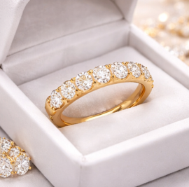 Anillos de Compromiso y Matrimonio Unisex de Plata de Ley Chapados en Oro de Lujo con Diamantes Naturales de Alta Calidad y Corte Brillante, Más Vendidos - Product Image 4