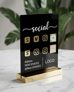 Panneau QR Code Social Media en Acrylique Premium – Logo de Menu Noir Élégant avec Base Miroir pour le Commerce de Détail - Product Image 3