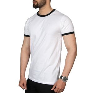 Camisetas de Hombre 100% Algodón, Manga Corta, Cuello Redondo, Ropa Informal para Gimnasio, Cuello en Contraste, Color Sólido - Product Image 5