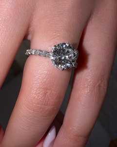 Bague de fiançailles solitaire en diamant de laboratoire rond 2 carats, vente en gros, or massif 14k 18k, bague de mariage droite minimaliste pour femme - Product Image 5