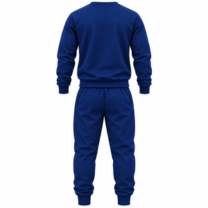 Conjunto Deportivo de Dos Piezas para Hombre, Invierno, Azul Marino, Estampado de Leopardo, Sudadera de Cuello Redondo, Pantalones Jogger de Manga Larga, Transpirable - Product Image 2