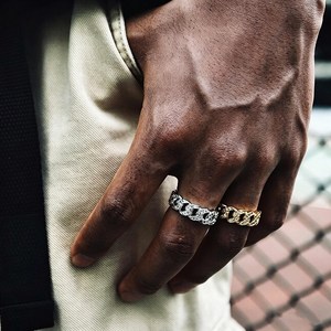 Premium 925 Sterling Silver Iced Out Cuban Link <b>Ring</b> <b>for</b> <b>Men</b> Luxury Hip Hop Statement <b>Ring</b> Sparkling Pavé <b>Stone</b> Cuban <b>Ring</b> - Product Image 4