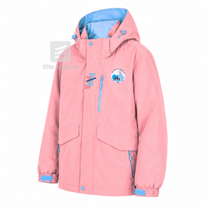 Veste coupe-vent et imperméable personnalisée Jack and Jill of America, bleu ciel et rose, polyester, manches longues, fermeture éclair sur le devant, logo brodé - Product Image 2