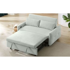 Divano Letto Moderno a 2 Posti da 146 cm con Letto Estraibile, Porte USB e Due Cuscini Decorativi, Divano con Ricarica USB - Product Image 2