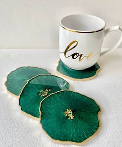 Heat Resistant <b>Epoxy</b> <b>Resin</b> Coaster Modern Round Wood Coaster Set With Marble Base Non Slip Mats & Pads 6 Mm Thickness Coasters - Product Image 6