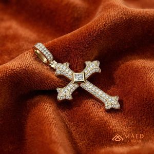 Gold Plated Moissanite <b>Cross</b> Pendant Iced Hip Hop Charm Necklace Luxury Religious Jewelry Micro Insert Statement Gift for <b>Men</b> - Product Image 5
