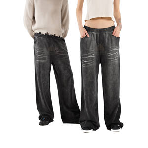 กางเกงวินเทจทรงแบ็กกี้สไตล์สตรีทแวร์ ผ้าคอตตอนน้ำหนักเบา เอวกลาง มีกระเป๋าข้าง ทรงขาบาน สำหรับทุกเพศ - Product Image 2