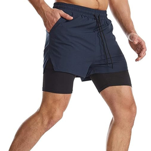 Wholesale <b>Men</b> 2 In 1 Gym <b>Shorts</b> <b>Compression</b> Liner Running Workout <b>Shorts</b> Phone Pocket OEM Supplier - Product Image 3