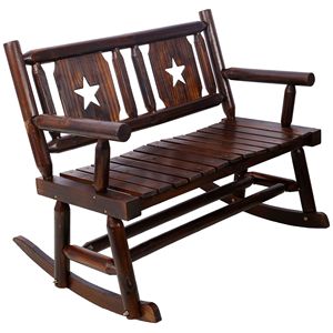 Sedia a dondolo doppia in carbonio per esterni, panca a dondolo in legno con seduta curva larga per 2 persone, per portico, giardino o patio - Product Image 3
