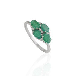 Hot Selling 925 Sterling <b>Silver</b> 100% Genuine Oval Shape <b>Emerald</b> & Round Diamond Fine Jewelry May Birthstone <b>Ring</b> Wholesale Price - Product Image 3