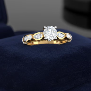 Anillo de Boda Vintage de Diamantes para Mujer, Oro de Alta Calidad, Diseño de Media Eternidad - Product Image 3