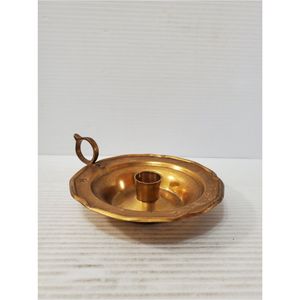 Elegante Candelabro Antiguo de Latón - Portavelas Portátil de Metal Dorado con Anillo de Agarre, Bandeja para Velas al por Mayor - Product Image 6