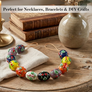 Premium Artisan Lamp Work Glass <b>Beads</b> Necklace Women | Vibrant 15x20mm Oval Multicolour Glass <b>Beads</b> | Handcrafted Fashion EXCEL - Product Image 4