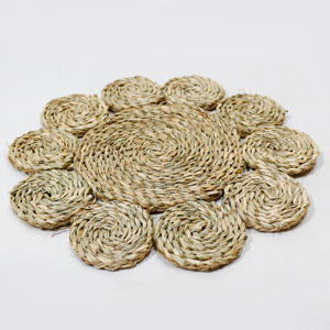Artisan <b>Woven</b> Water Hyacinth <b>Coasters</b> Set, Natural Rustic Design for Table Decor. - Product Image 6