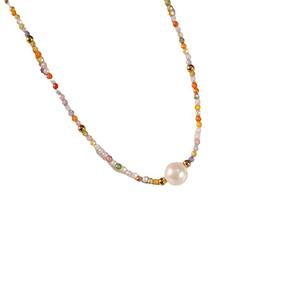 Collier en perles d'eau douce colorées de style rétro pour femmes, design de niche, clavicule, luxe léger, sensation haut de gamme - Product Image 5