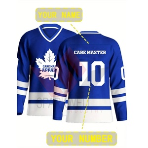 Jersey de Hockey sobre Hielo Personalizado para Hombre, Cuello en V, Manga Larga, Sublimado, Transpirable, Poliéster, Corte Regular para Adultos, Nombre del Equipo, Invierno, Primavera, 3D - Product Image 2