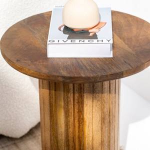 Table d'appoint ronde Vandana Sierra Solace, design moderne minimaliste en bois massif - Product Image 4