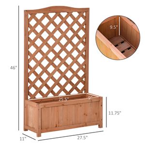 28\" X 11\" X 46\" Classic Wooden Raised Garden Bed with <b>Trellis</b> Brown Pack for Hotels for Wall <b>Flower</b> Pot Drainage Designed - Product Image 3