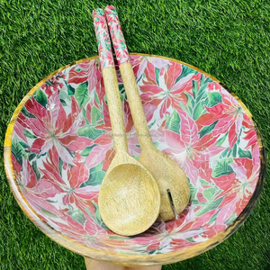 Cuenco de madera impreso hecho a mano, cuenco de madera decorativo para servir con diseño artístico, decoración ecológica para el hogar y accesorio de cocina - Product Image 1