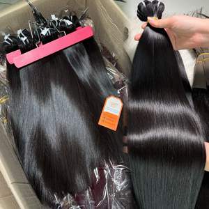 Trame Os Droite Vrais Extensions de Cheveux Humains Vierges Pleine Extrémité de Cheveux Super Double Dessiné de Haute Qualité Prix de Gros - Product Image 1