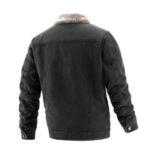 Cold Weather Warm Vintage Long Sleeve Denim Jacket with Inside Heavyweight Fur Outerwear Custom Jean Jacket for Men's & Women's - Product Image 2