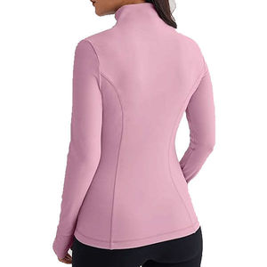 Women's Half <b>Zipper</b> Sports Jacket Long Sleeves Custom Logo Wholesale Jogging Yoga Crop <b>Tops</b> Fitness Clothes hooded for Winter - Product Image 5