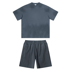 Ensemble deux pièces homme été 2026, chemise à manches courtes et short, en tissu épais délavé et respirant, séchage rapide, avec logo frontal, grande taille, haute qualité - Product Image 3