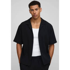 Chemise Courte Homme Fine de Haute Qualité à Manches Courtes, Style Professionnel, Noire, Tendance, Nouvelle Collection - Product Image 1