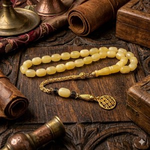 Royal งาช้างเรืองแสงเรซิ่น Tasbih Angel Islamic เป็นมิตรกับสิ่งแวดล้อมหรูหรา misbaha สวดมนต์ลูกปัดแฮนด์เมดของขวัญสุดหรู - Product Image 1