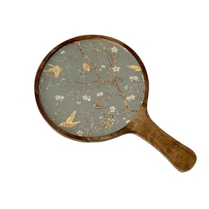 Tabla para cortar pizza de madera maciza natural con ranura para jugos, bandeja de madera premium para pizza para cocina y comedor - Product Image 6