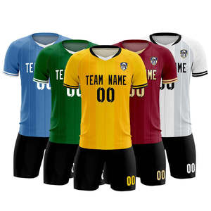 Custom Purple Yellow Soccer Jersey Set V-Neck Short Sleeve Sublimated Breathable Unisex Adult Team Apparel - Product Image 1