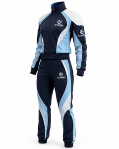 Survêtement FLY Humble Sportswear Vert Crème Color Block avec Fermeture Éclair Intégrale et Col Montant, Style Sportif Unisexe Adulte pour l'Automne, OEM - Product Image 4