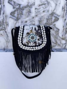 กระเป๋าหนังวัวแท้แบบขายส่งสั่งทำพิเศษ กระเป๋าสะพายหนังมีพู่ห้อยเก๋ไก๋ กระเป๋าโบฮีเมียน กระเป๋าวินเทจสไตล์ยิปซี - Product Image 5