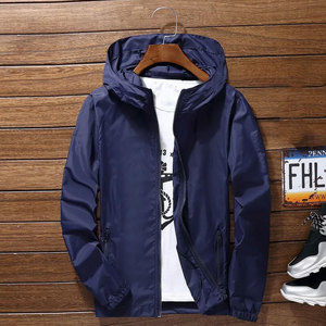 Chaqueta Cortavientos Ligera, Impermeable y Cálida para Hombre, con Cierre, Diseño Reversible con Capucha y Patrón Sólido, para Otoño - Product Image 4