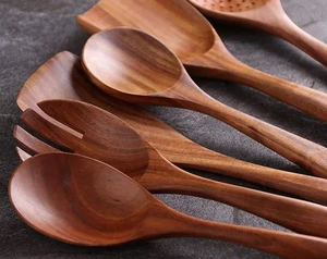 FAIZA CRAFT Juego de 2 Cucharas de Cocina Ecológicas de Madera de Acacia, Utensilios de Cocina con Espátulas de Madera, Solo Lavar a Mano - Product Image 4