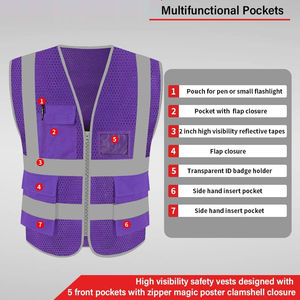 Gilet haute visibilité de qualité supérieure, haute performance, conforme aux normes ANSI Classe 1 et EN ISO 20471 Classe 2, imperméable, avec logo personnalisé, nouvelle arrivée. - Product Image 5