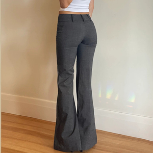 Pantalones de Moda para Mujer, Diseño de Cintura Alta con Cordón Ajustable, Estilo Hip Hop, Pierna Ancha, Casuales, de Algodón, Largos, Acampanados - Product Image 3
