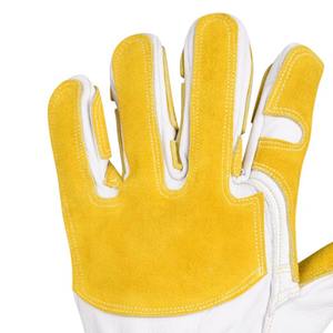 Guantes de soldadura TIG de piel de cabra con forro de lana reforzado en la palma, guantes de trabajo de seguridad de alta calidad en oferta para soldadores - Product Image 5