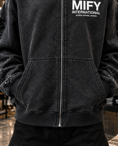 Nouveau 2026 – Sweat à capuche zippé pour homme, délavé et vieilli, style streetwear premium, personnalisable, vente en gros - Product Image 5