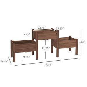 3 Tier 73\" X 18\" X 32\" Raised Garden Bed with Three Elevated <b>Planter</b> <b>Boxes</b> for Vegetables Herbs and Flowers Coffee <b>Planters</b> - Product Image 3
