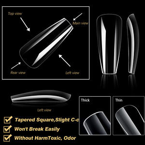 Ongles artificiels transparents en ABS, formes longues/courtes/moyennes, sans couture, faits à la main, pour nail art, en boîte, vente en gros d'usine, 120 pièces - Product Image 5